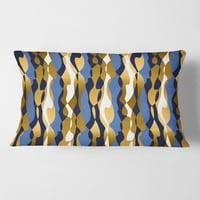 Дизайнарт ретро луксозни вълни в златно и синьо от средата на века модерна възглавница за хвърляне - 18х18