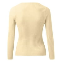 Ризи с дълъг ръкав за жени мода v Врат Плътно цветово пуловер пуловер плетене на върхови върхове на туника