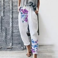 Bigersell жени Модерни прави панталони с пълна дължина Модни дамски ежедневни еластични талия отпечатък панталони панталони