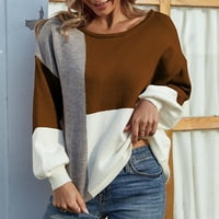 Floleo женски пуловер прочистване есен зима жени ежедневни модни цветове съвпадение на пуловера с дълъг ръкав с кръгли сделки с пуловер с пуловер