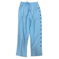 Панталони от Leey-World за мъже небрежни твърди цветове пачуърк с дълги панталони памук и бельо множество копчета Небрежни панталони