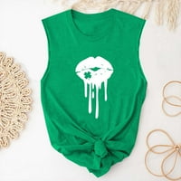 Ловско лято върхове за жени Сейнт Патрик Ден печат Потници възрастни момичета плаж графични танкове жилетка блуза маслинено зелено