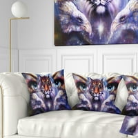 Дизайнарт тигър с женски очи - възглавница за хвърляне на животни-16х16