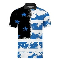 Поло ризи за мъже пролетта лято ежедневен спорт Независимост Ден на независимостта Американски флаг Котинг Котинг Лапета влага утинг Поло риза бяла m