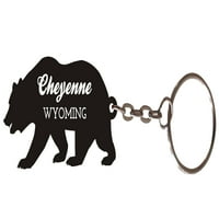 Cheyenne Wyoming Souvenir Metal Bear Keychain