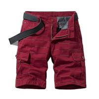 Yuwull Men's Stripe Cargo Shorts тренировъчни шорти с мулти-джобни панталони с пет части панталони ежедневни шорти панталони винени просвета