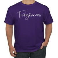 Вдъхновяващ християнски цитат Простете вдъхновяващата християнска графична тениска, лилава, голяма