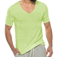 Мъже тениски лятна мода ежедневни плътни цветни плетени тениска с късо ръкав риза топ риза Мъжки прости работни офиси улични дрехи