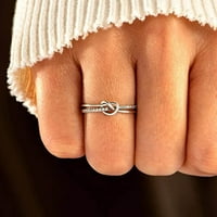 Lulshou двупластово диамантено сърце с форма на готини дами пръстен сватбена годежна лента пръстени годеж Сватбени рожден ден Свети Валентин Подаръци за бижута