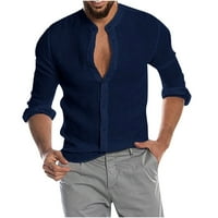 Риболов на риболов на мъже за мъже v-образно тъмносин 3xl клирънс модни блузи и ризи с копче с дълъг ръкав тениска солидна блуза