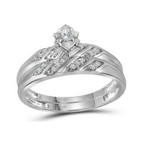 Солидна 10k бяло злато негово и нейното маркиза диамантен пасианс съвпадение двойка три пръстена булчински годежен пръстен сватбени ленти комплект Ct. -