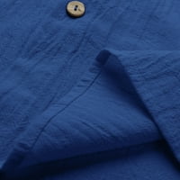 Мъжки модни ежедневни плътни цветни джобни джобни памучни и ленени ризи с къс ръкав отгоре