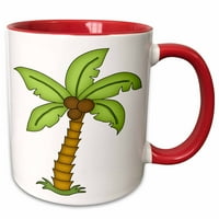 3Drose Сладка зелена палма с кокосови илюстрация - два тона червена чаша, 11 -унция