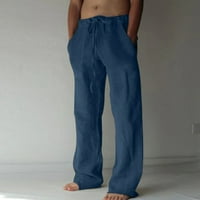 Мъжки ежедневни ежедневни твърди панталони с пълна дължина средна талия голям джобни панталони с теглене суитчъри тъмносини xxl xxl xxl xxl