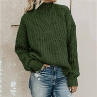Пуловер за дамски солиден пуловер с дълъг ръкав свободен костенурка плетат пуловер пуловер