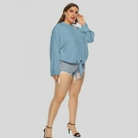 Cotonie Women Classic плюс размер плътни цветове дълги ръкави Разхлабени върхове Блузи риза Голяма продажба m