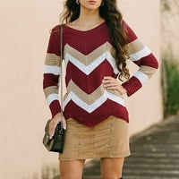 Floleo женски пуловер Прочистване на есента Зимна мода Женска вълна Контраст Цвят с дълъг ръкав пуловер свободни ежедневни сделки с пуловер