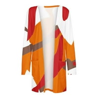 Блузи за женски бутон с дълъг ръкав Кардиган работи флорално лек летен кардиган оранжев XL
