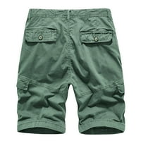 Разчистване Мъжки къси панталони Лятни тънки спортове Прав памук и райета гащеризон армия Зелено 38