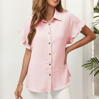 Женска модна блуза риза Най -висок личност дизайн солиден цвят шифон свободен къс ръкав за жени лято горещо ежедневно износване модни ежедневни ризи