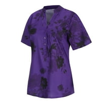 Бутон за риза жени Модни къси печат Лесен ръкав Риза размер Женска блуза Тенден