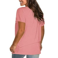 Tuphregyow женска мода плюс размер върхове Просвещение солиден цвят о-маски тийнейджъри разхлабени тениски с къс ръкав, облечена туинична летни ежедневни ризи розови l