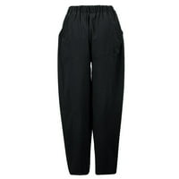 Puawkoer мъжки случайни модни модни свободни памучни бельо цвят джоб комфорт дълги панталони модни 2xl черно