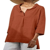 Блуза Тениска Плътен Цвят Чай Случайни Спокойна Ръкав Топ