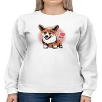 Corgi smile i heart corgi sweatshirt жени -изображения от Shutterstock, женски 5x -голям