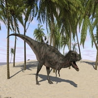 Majungasaurus в праисторически пейзажен отпечатък
