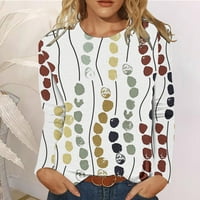 Shpwfbe дамски върхове дамски ежедневни модни слънчогледи печат печат на екипаж на шията тениска тениска блуза с дълги ръкави ризи за жени блузи за жени