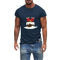 Мъжки модни отдих Коледен памучен печат с къс ръкав тениска класически тениски за мъже от мъже ризи