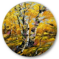 Дизайнарт' брези в жълта Есенна гора ' кънтри кръг метал Арт-диск от 11