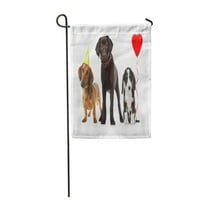 Червено куче Три кученца празнуват рожден ден на кафяв парти градински флаг декоративен флаг къща банер