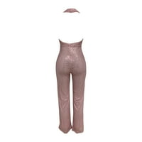 IOPQO Комплекти за жени с широки панталони за жени за жени лято нови европейски и американски комбинезон дами дама панталони панталони жени панталони за жени златни XL