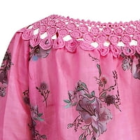 Женски ризи жени летни ежедневни отпечатани ризи с лъжи с тени на блуза с лъжи розово м тениска розово m