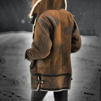 Hoksml Fashion Jacket for Women, Clearance Fashion Womens Warm Fau Coat Cardigan Зимно твърди връхни дрехи с дълъг ръкав